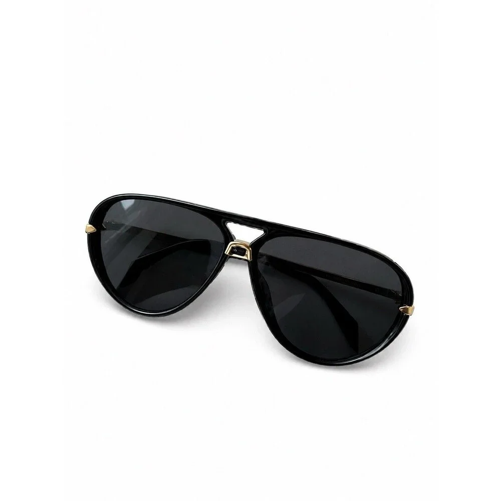 Black Gold Aviator Sunglasses Unisex Oversized Fashion Retro Shield UV Style